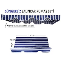 Süngersiz Salıncak Minder Seti Tenteli Bahçe Minderi 2 Kişilik Süngersiz Mavi-beyaz 130x45 Mavi - Beyaz