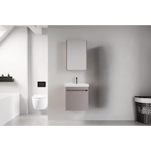 Denko Milano 50 Cm Mdf Kül Gri Banyo Dolabı Takımı