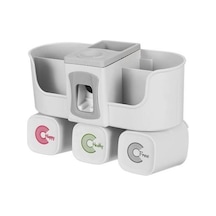 Willowhaven Otomatik Diş Macunu Dağıtıcı Diş Fırçası Tutucu Depolama Raf Duvar Montaj Tutucu Banyo Aksesu 2 Adet Beyaz Gri