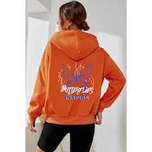 Uyguntarz Unisex Butterfly & Letter Graphic Baskılı Sweatshirt Turuncu Uyguntarz Unisex Butterfly & Letter Graphic Baskılı Sweatshirt Turuncu