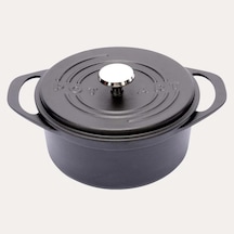 Sürel Potart 24 Cm Yuvarlak Döküm Tencere Mat Siyah Siyah