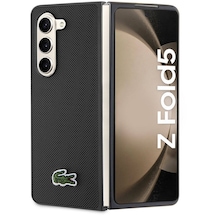 Galaxy Z Fold 5 Kılıf Lacoste  Lisanslı Pu Pike Desenli Siyah