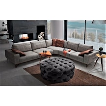 Yuvarlak Chester Model Kapitoneli Oval Orta Puf - Modern Puf