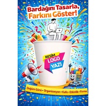 Fuar Eğitim Seminer Firmaya Özel Baskılı Logolu 7 Oz 100 Adet Karton Bardak 1