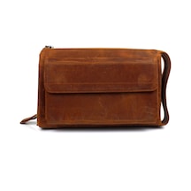 Alphaclub Bag Erkek Hakiki Crazy Deri Taba El Çantası Clutch Portföy Çanta