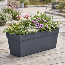 Yalı Balkon Saksı Drenajlı Izgaralı Plastik Bahçe Veranda Saksısı 1 Adet, Antrasit, 10.8 Litre Diğer