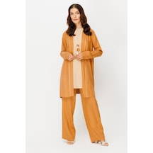 Rahat Kumaş Ceket Pantolon Tunik Koleyeli Takım Tarçın-tarçın Tarçın