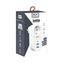 Fly 3400-01 1 Soket 2 Usb 1 Type-c Akım Korumalı Priz 2.1a Beyaz 1923 Diğer