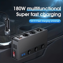 Motion003 Siyah 120w 180w Cift Usb Portlu Gerilim Gostergeli Yuksek Guc Araç Sarj Cihazi 12v 2