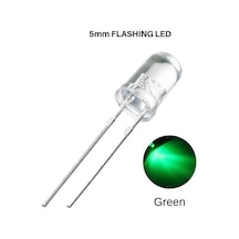 Flaşörlü Led Yeşil 2 Bacaklı 5mm