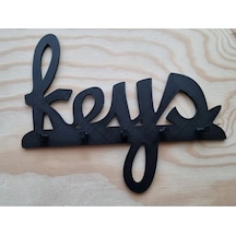 Keys Yazılı Anahtar Askılığı 4 Anahtarlı Siyah 20cm Diğer