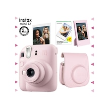 Fujifilm Instax Mini 12 Fotoğraf Makinesi + 20'li Film + Çerçeve + Deri Kılıf Seti Pembe
