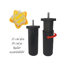 Ayarlı Destek Ayağı 13 X 19 Cm Siyah Gizli Ayak Mobilya Kanepe Baza Koltuk Dolap Tv Ünitesi