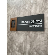 Wooden Serisi Kazan Dairesi Kapı Isimliği Yönlendirme Levhası