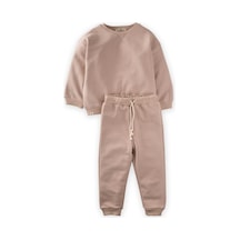Cigit Basic Karyoka Detaylı Sweatshirt Takım 3-8 Yaş Bej Bej