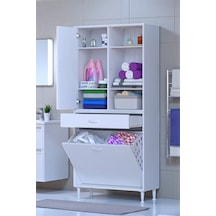 Eliusta Mira Dolap 6 Bölme Çok Fonksiyonlu Banyo Dolabı 85 Cm Beyaz Sepetli Dolap 85x171x32,5 Cm Organizer Beyaz