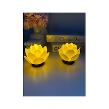 Anneler Günü Hediyesi 2 Li Lotus Led Mum Dekoratif Gece Lambası & Huzur Işığı Beyaz