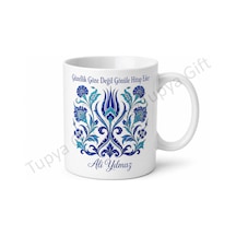 Çini Desenli Baskılı Kupa Bardak Hediye Özel Tasarım Porselen Mug Beyaz / Çok Renkli