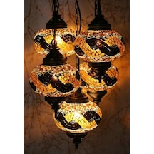 Dekoratif MOZAİK LAMBA OSMANLI LAMBA OTANTİK LAMBA MOZAİK AVİZE 5Lİ v3