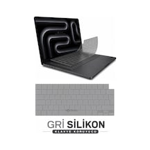 Novstrap Apple Macbook Pro 16 İnç M1/m2/m3 A2485 A2780 A2991 İle Uyumlu Türkçe Q Gri Füme Silikon Klavye Koruyucu Kılıf