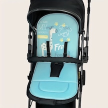 Primepickings Mavi Tek Parça Nefes Alabilir Bebek Arabası Koltuğu Yastığı Çok Renkli Zürafa Desenli