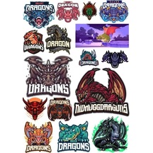 Ejderhalar Sticker Set 6 15 Parça Telefon, Tablet, Defter, Laptop Sticker