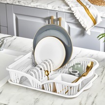 Çok Amaçlı Bulaşıklık Kurutmalık Ve Tabaklık, Beyaz, Plastik, Bpa İçermeyen, Tezgah Üstü Düzenleyici, Kompa Çok Renkli