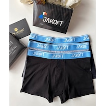 Jakoft Ultra Rahat Esnek %95 Pamuklu Üçlü Kutulu Erkek Boxer Siyah