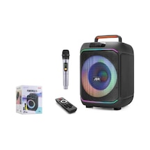 Jbr Jbr818 Karaoke Mikrofonlu Bluetooth Hoparlör Fm Radyo 40w 8 İnç Rgb Kumandalı Siyah