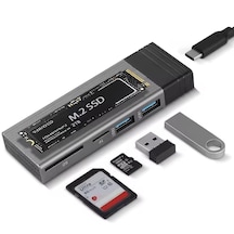 6085 Usb Type C M.2 Ssd Pcie Kutusu 5in1 Hub Nvme Sata Ngff Sd Kart Okuyucu Hard Disk Okuma