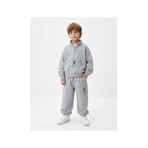 Kidsroom Sloganlı Cocuk Takım Gri Gri