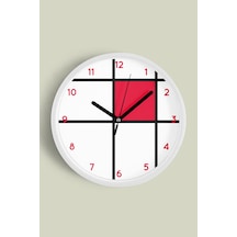Geometrik Tasarım Modern Duvar Saati - 42cm - Önü Camlı Beyaz Kasa - Sessiz Mekanizma-jh0416 Beyaz