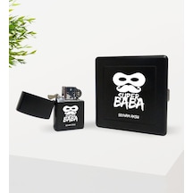 Kişiye Özel Baba Tasarımlı Siyah Metal Sigara Tabakası ve B