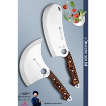 Sürmene Serisi Mutfak Bıçak Seti Ekmek Sebze Salata Börek Pizza Şef Bıçağı 2 Li Set Kahve Mft-217 Kahverengi