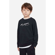 Tshirthane Atatürk Imza Baskılı Unisex Çocuk Siyah Sweatshirt Siyah