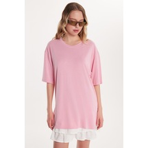 Tudors Kadın Modal Kumaş Regular Fit Kısa Kollu Bisiklet Yaka Pembe Tişört-34204 Pembe