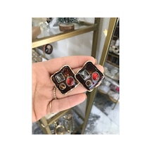 Tasarım Kare Vintage Model Küpe Çok Renkli
