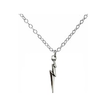 Şimşek Figürlü Metal Kolye 60 Cm Zincir Gümüş Renk Unisex Aksesuar Çok renkli