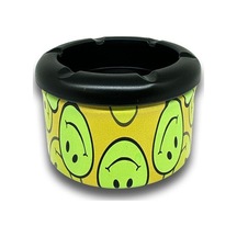 Smiley Desen Metal Mini Sigara Küllüğü Sarı 8cm