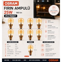 8 Adet 25w E14 Fırın Ampulü 300 C Isıya Dayanıklı Sarı Işık
