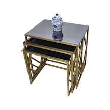 Venice Gold Metal Ayaklı Füme Aynalı Zigon Sehpa