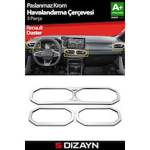 S-dizayn Renault Duster Krom Havalandırma Çerçevesi 3 Prç. 2024 Üzeri Parlak Krom A+ Kalite
