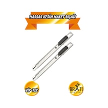 Dar Hassas Kesim Profesyonel Maket Bıçağı Metal Klipsli 2'li Set
