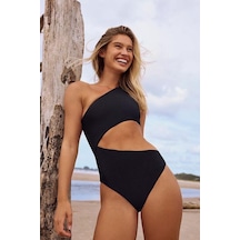 Deep Beach Siyah Tek Omuzlu Bütün Mayo Db20020m 001