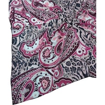Mim Eşarp Emilya Fres Krep Leopar Desenli Eşarp 90x90 Cm Gri - Bordo