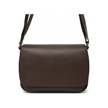 Levano Leather Hakiki Deri Kadın Omuz Çantası Kapaklı Günlük Kullanım Ayarlanabilir Askılı Çapraz Çanta Koyu Kahverengi
