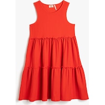 Koton Elbise Midi Boy Halter Yaka Kolsuz Rahat Kesim Kırmızı 3skg80034ak 3SKG80034AK401 Kırmızı