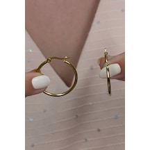 26 MM Kadın Halka Çelik Küpe Çifti Italyan Kilitli Mse26 Sarı