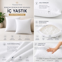 Nisanur-home %100 Pamuk Kumaş Boncuk Silikon Elyaf Dolgulu Gizli Fermuarlı İç Yastık 50 x 50