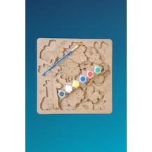 Çocuklar İçin Zeka Ve Beceri Geliştiren Safari Ahşap Boyama Puzzle Seti